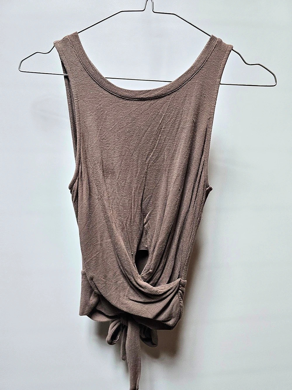 Heavenly by Victoria Tie-Hem Tank Top in Brown Size XS